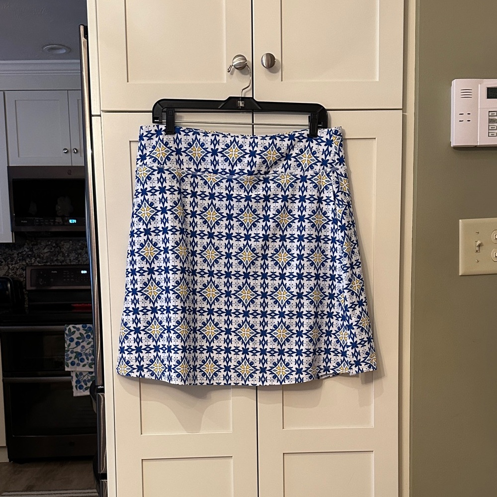 Blue and white with pops of yellow Skort